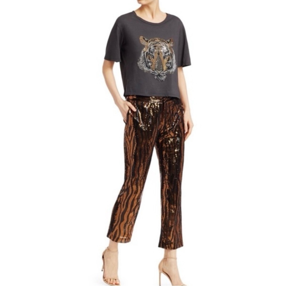 Le Superbe Sequin Bengal Tiger/Animal Print Chino Pants - EUC - size 4 - Picture 2 of 15
